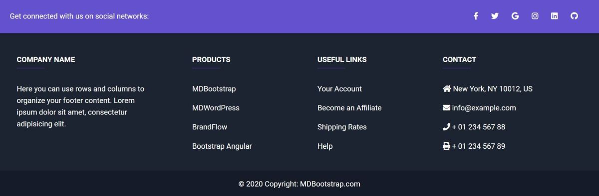 Bootstrap footer examples